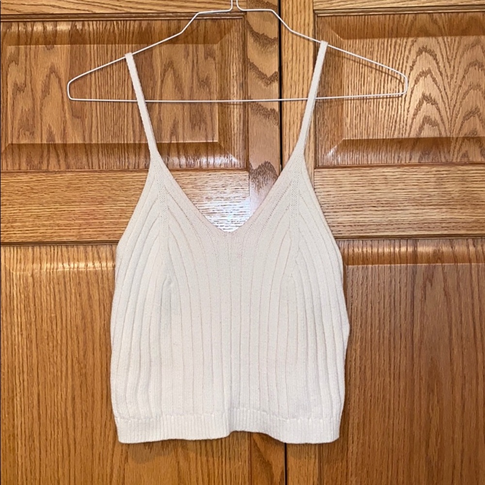 Kendall & Kylie Cream knitted crop top